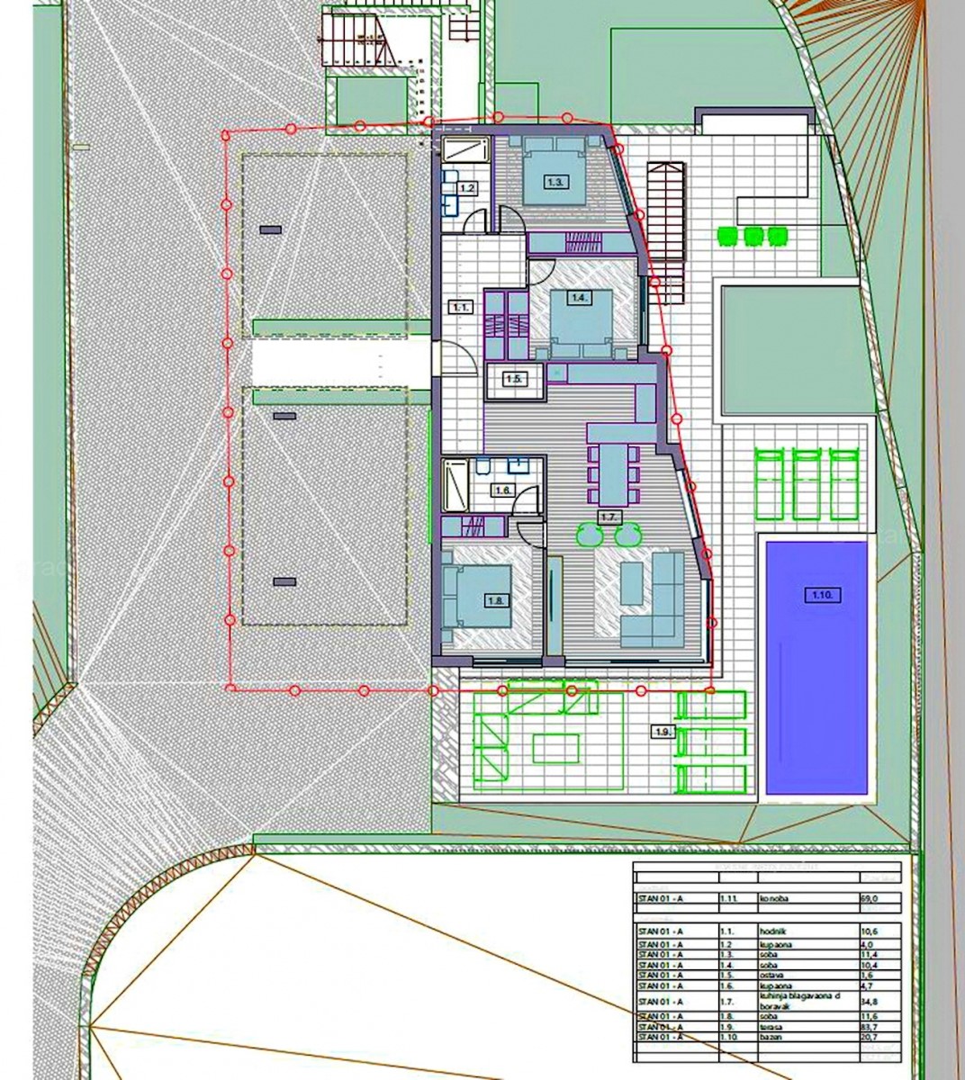 Città di Krk, nuova costruzione, attico di lusso con terrazza sul tetto e piscina, IN VENDITA!