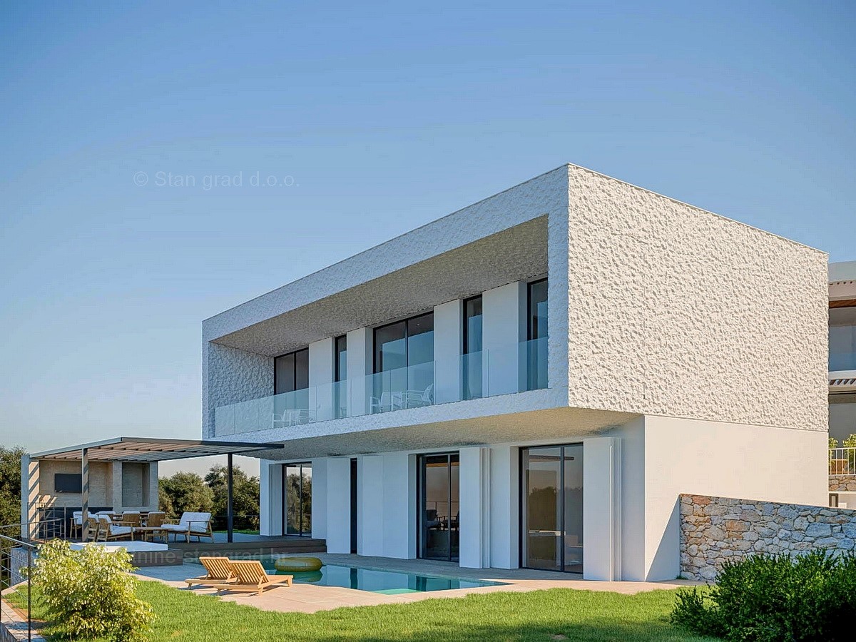 Krk, dintorni, moderna casa indipendente con vista sul mare aperto, progettata dal designer