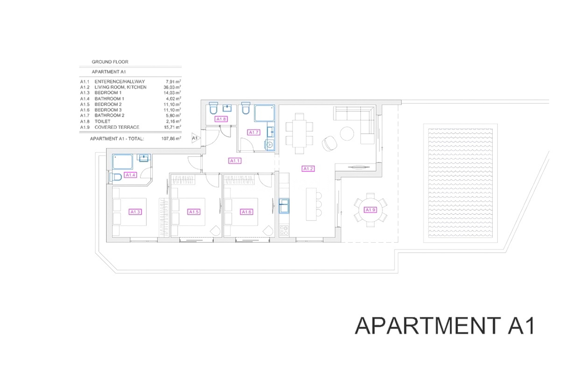 Vrbnik, moderno appartamento al piano terra con giardino e piscina!