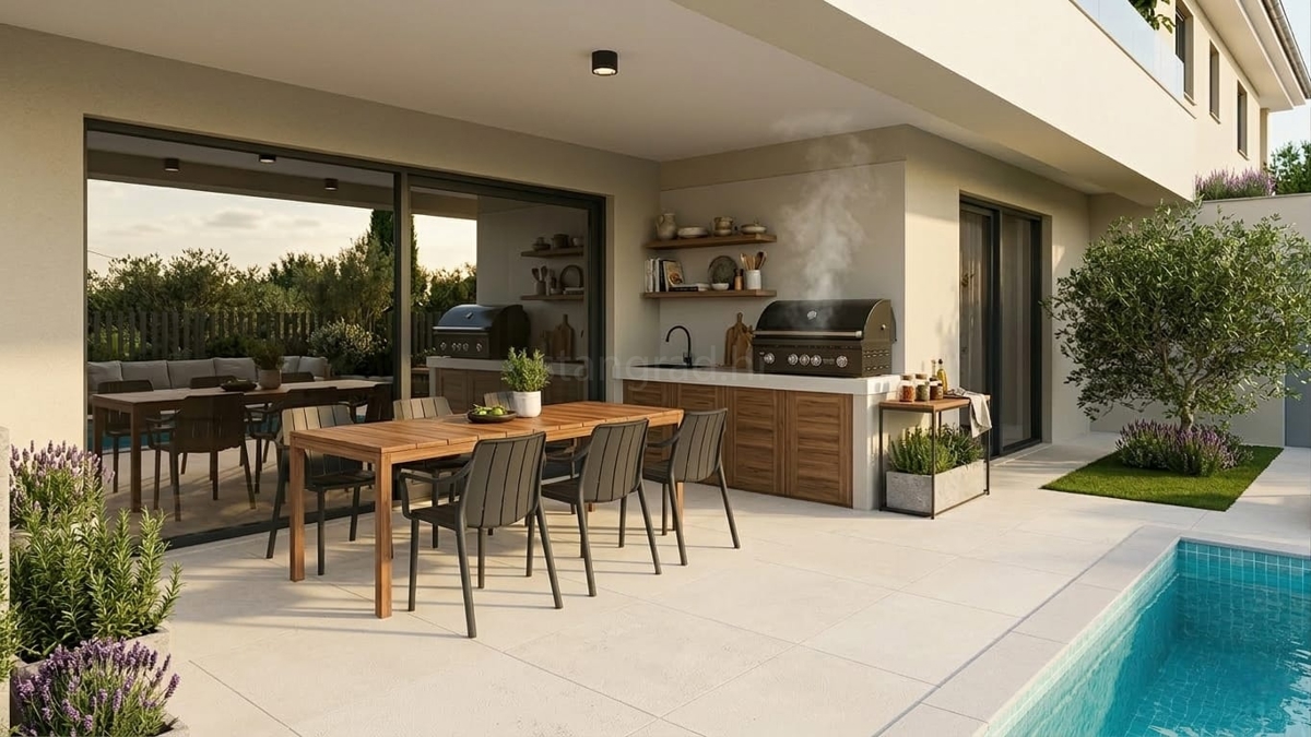 Malinska, nuova casa bifamiliare con piscina e vista mare!