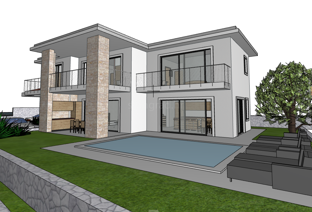 Zona di Krk, terreno con permesso di costruzione e vista mare!