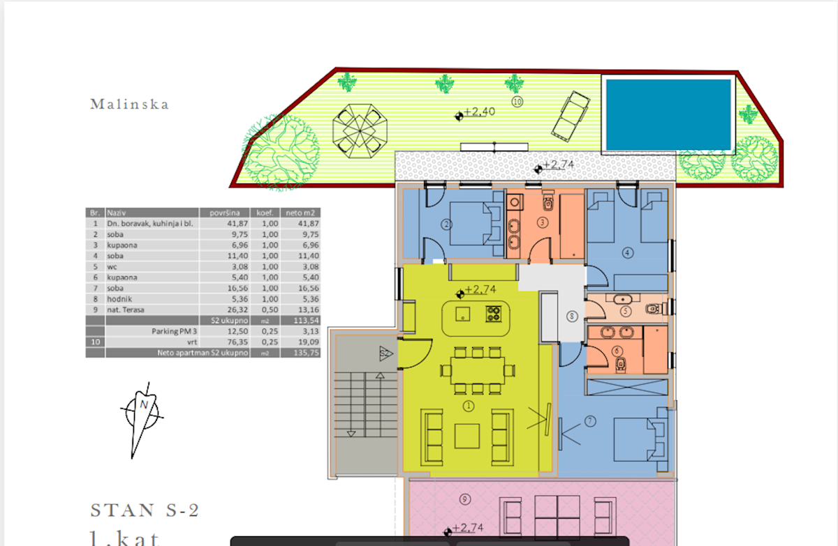 Malinska, appartamento moderno con giardino e piscina, IN VENDITA!