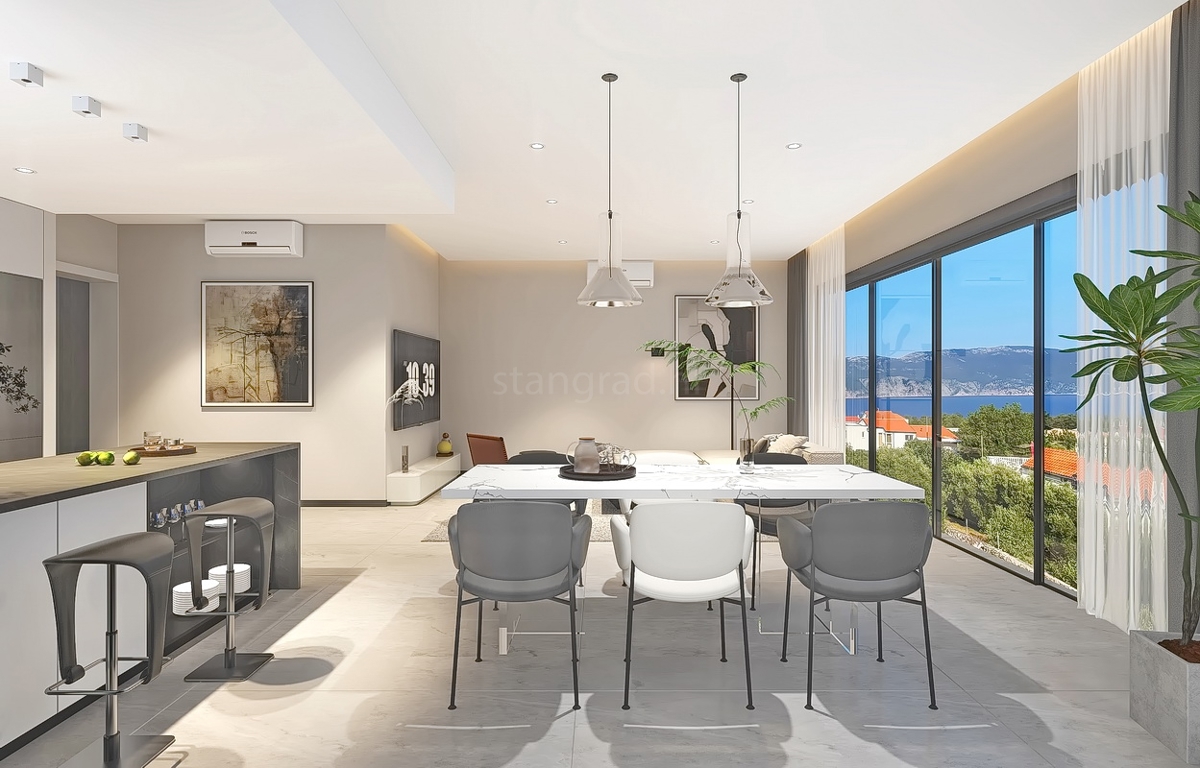 Krk, dintorni, nuova costruzione, casa moderna con piscina e vista