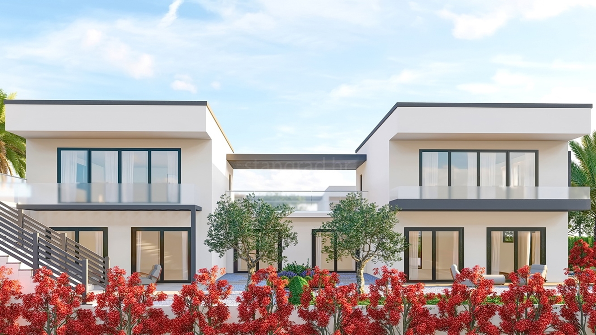 Krk, dintorni, nuova costruzione, casa moderna con piscina e vista