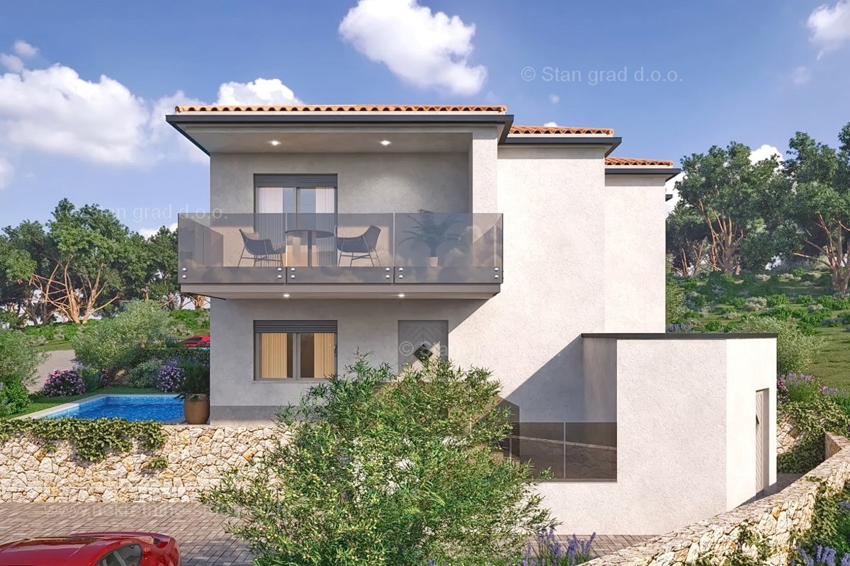 Vrbnik, appartamento al piano terra con giardino e piscina!