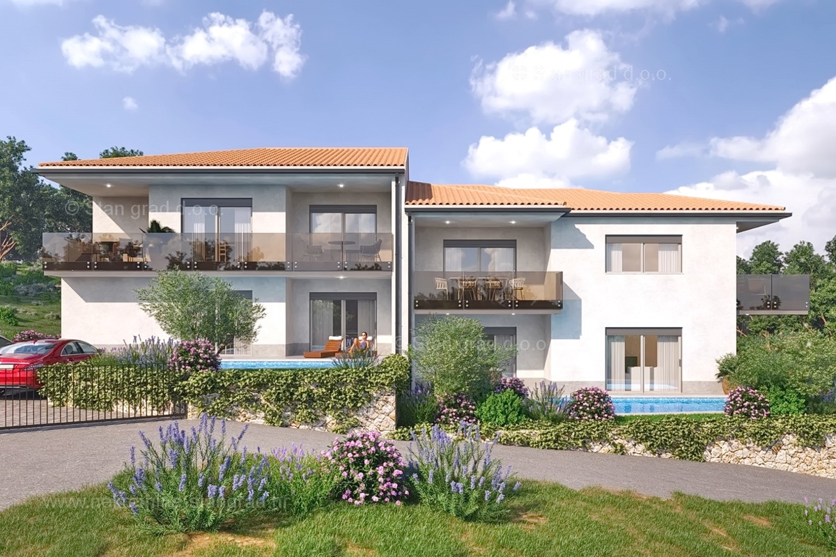 Vrbnik, appartamento al piano terra con giardino e piscina!