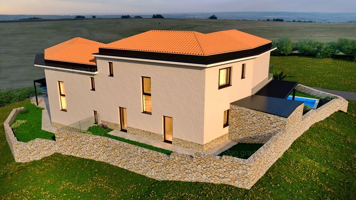 Vrbnik, lussuosa villa bifamiliare sul mare con vista sul mare aperto