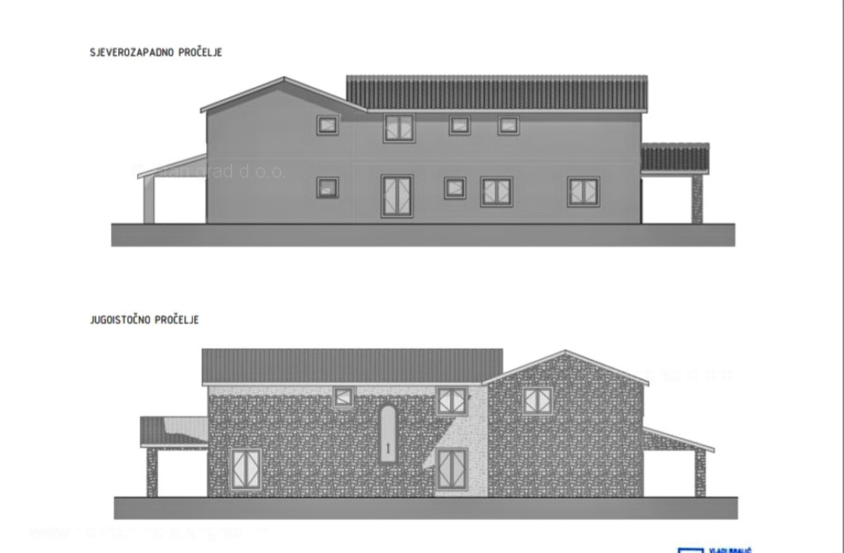 Vrbnik, dintorni, casa in pietra bifamiliare di nuova costruzione con piscina, VENDITA!