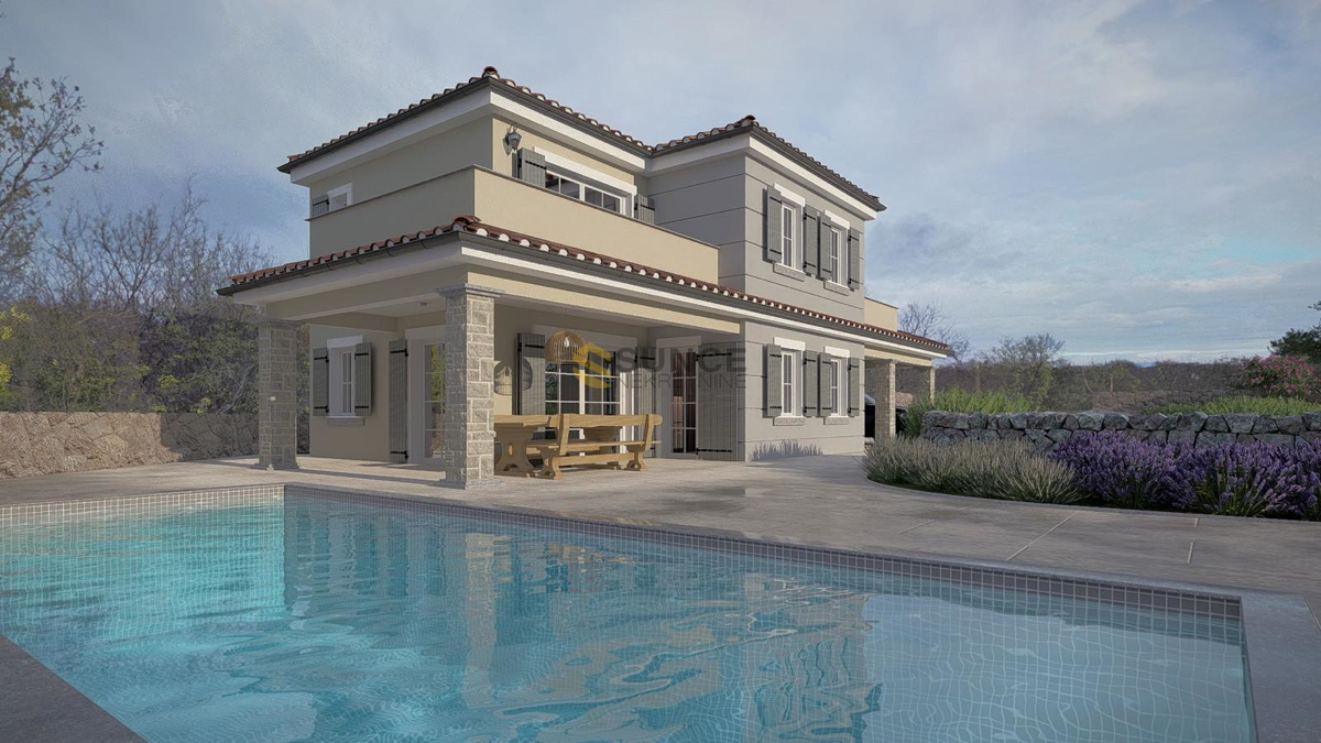 Isola di Krk, terreno a Garica con permesso di costruzione per una casa indipendente!