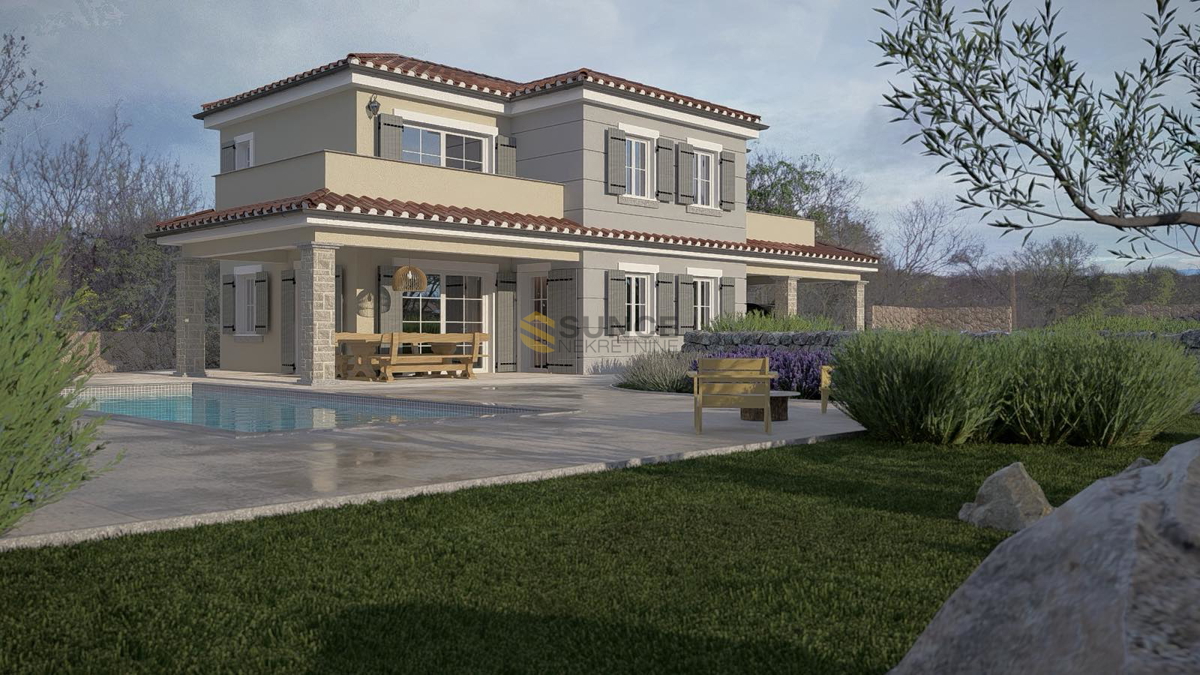 Isola di Krk, terreno a Garica con permesso di costruzione per una casa indipendente!