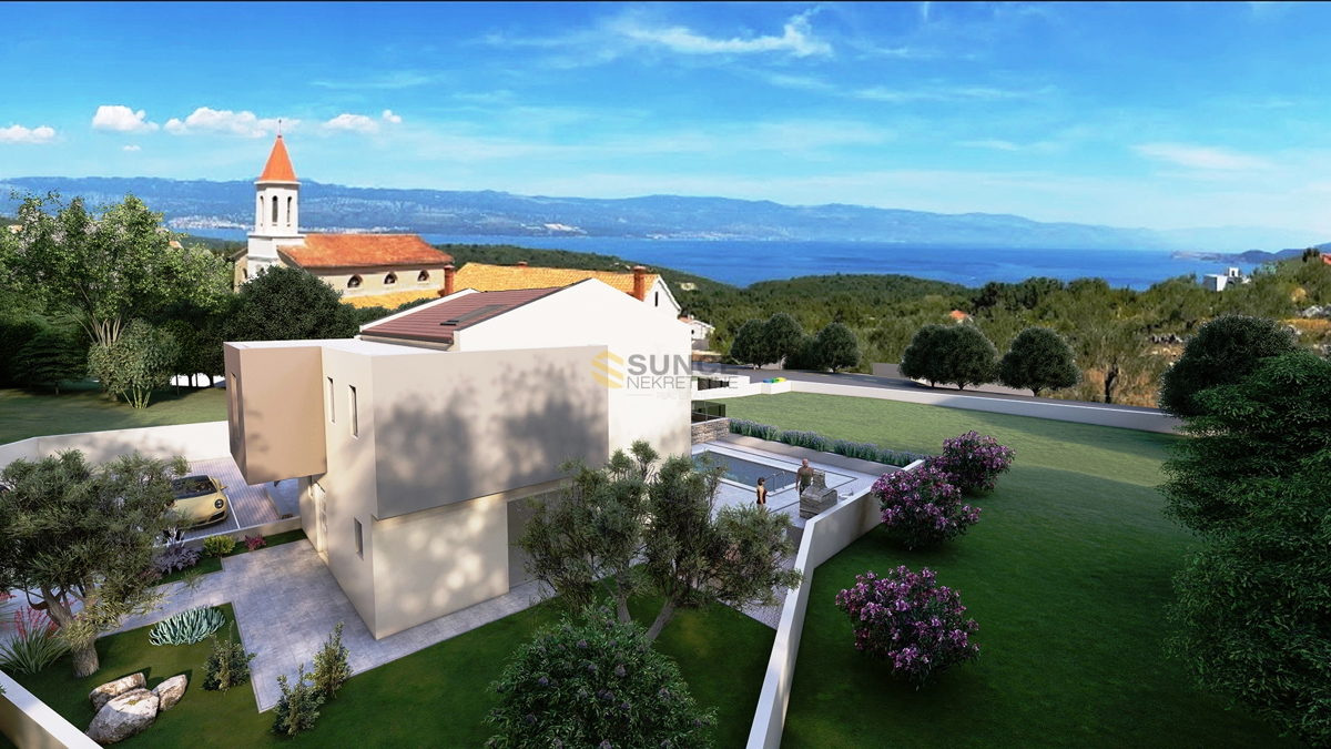 VRBNIK, BELLISSIMA CASA MODERNA, COMPLETAMENTE ARREDATA CON PISCINA E VISTA MARE!