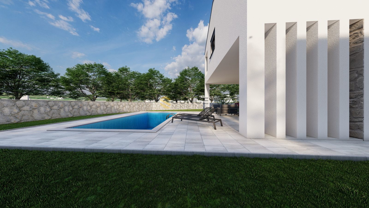 Malinska, nuova moderna casa indipendente di 156m2 con piscina e giardino paesaggistico!