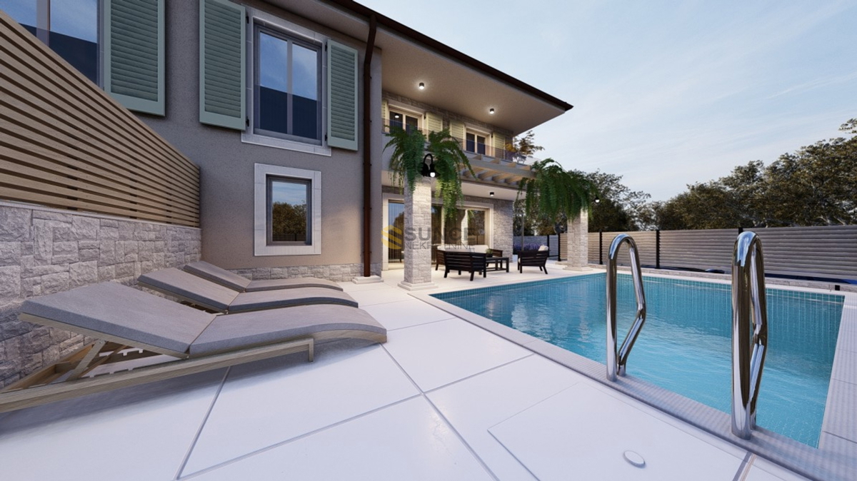 Malinska nuova casa bifamiliare con piscina!