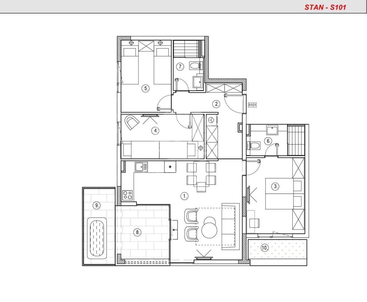 QUADRILOCALE CON LOGGIA E BALCONE – LUSSO A SUKOŠAN