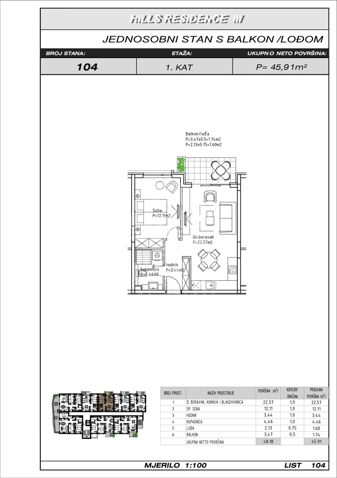 MAKARSKA - BILOCALE CON BALCONE/LOGGIA IN POSIZIONE ATTRATTIVA