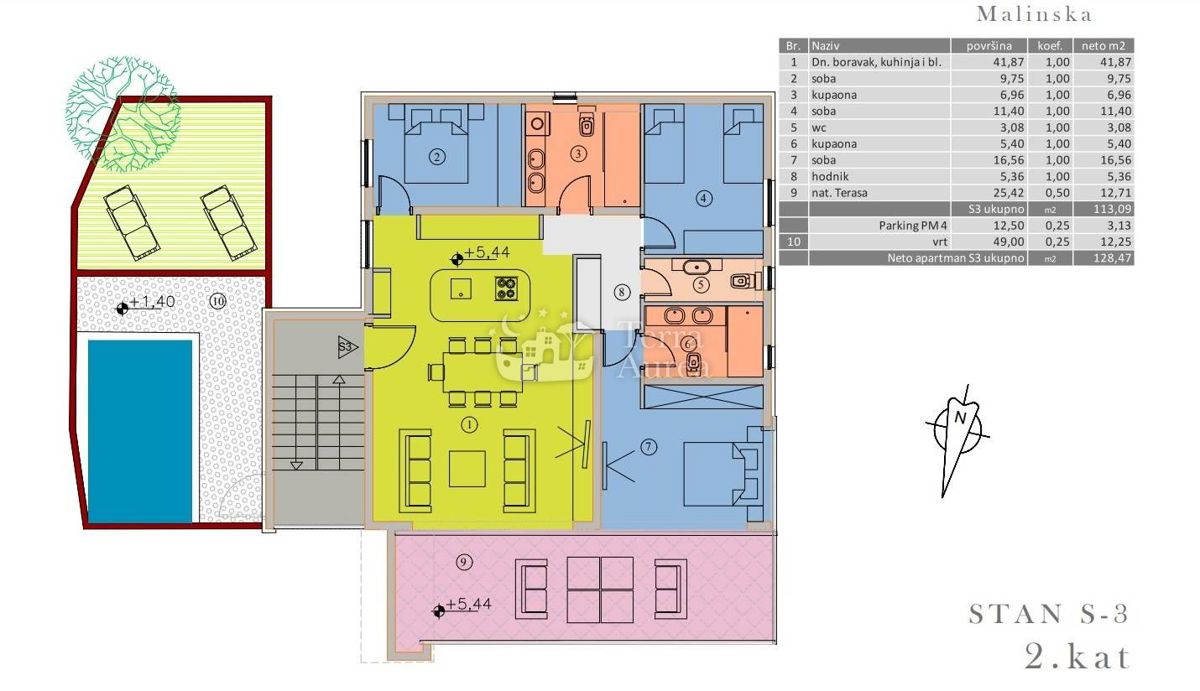 Appartamento Malinska, Malinska-Dubašnica, 113,09m2