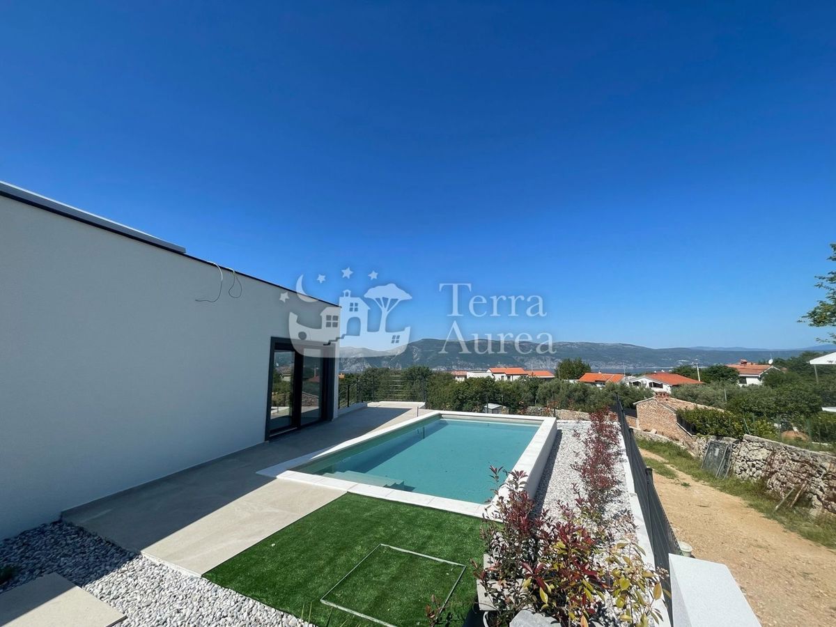 Villa mediterranea con vista mare, Brzac, isola di Krk