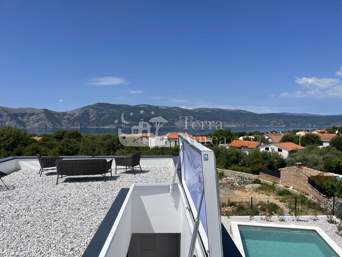 Villa mediterranea con vista mare, Brzac, isola di Krk