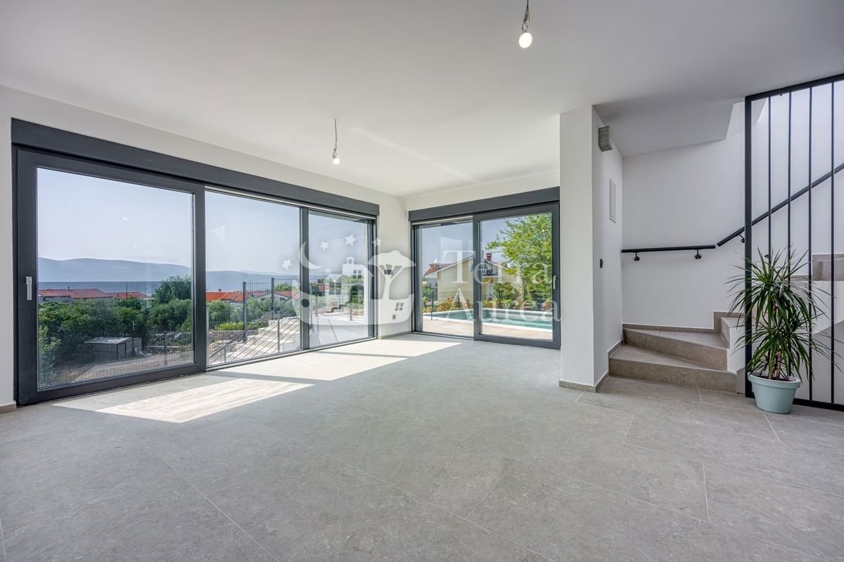 Villa mediterranea con vista mare, Brzac, isola di Krk