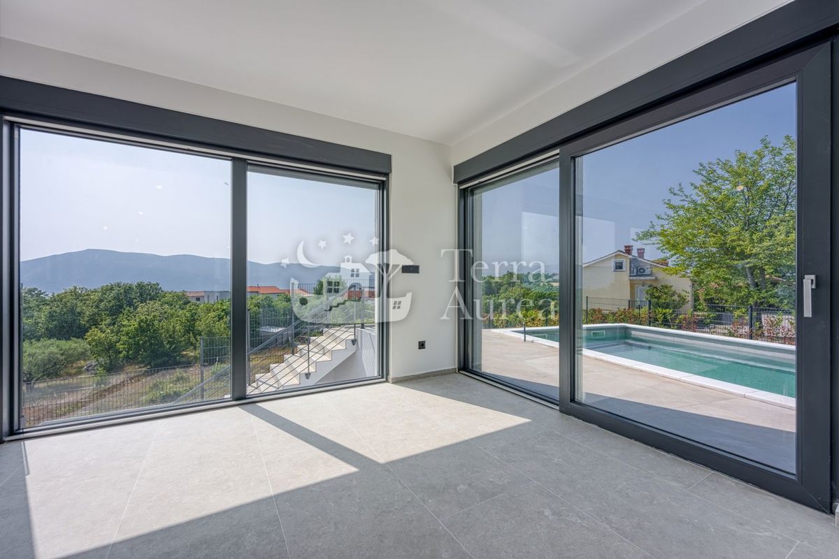 Villa mediterranea con vista mare, Brzac, isola di Krk
