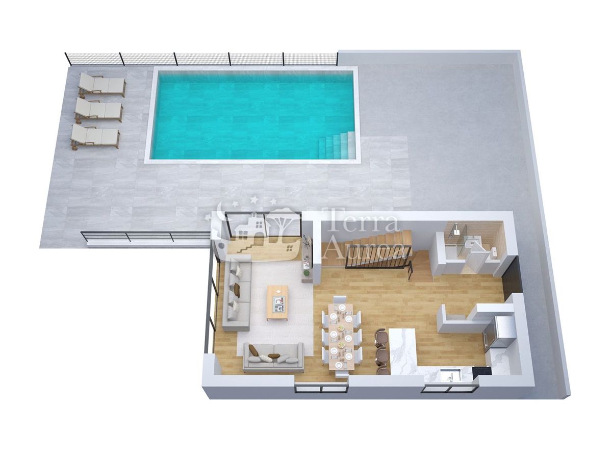 Villa mediterranea con vista mare, Brzac, isola di Krk