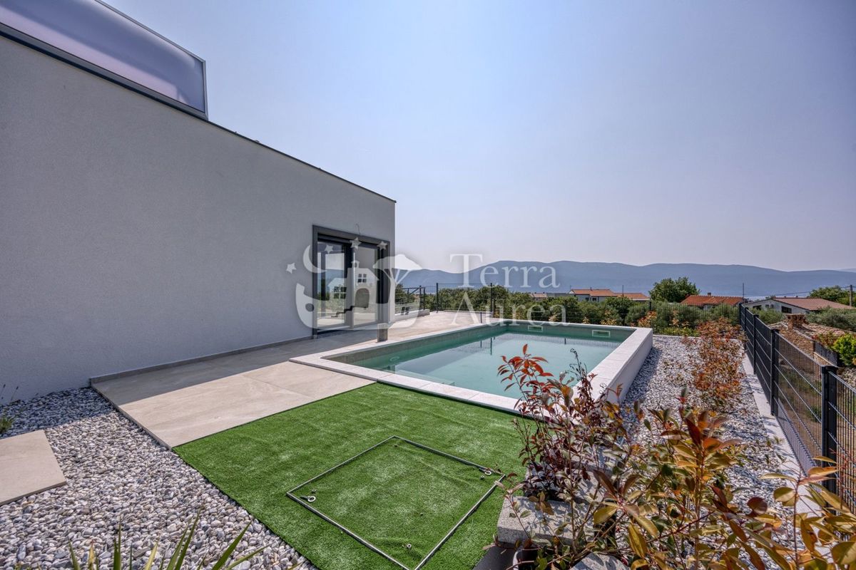 Villa mediterranea con vista mare, Brzac, isola di Krk