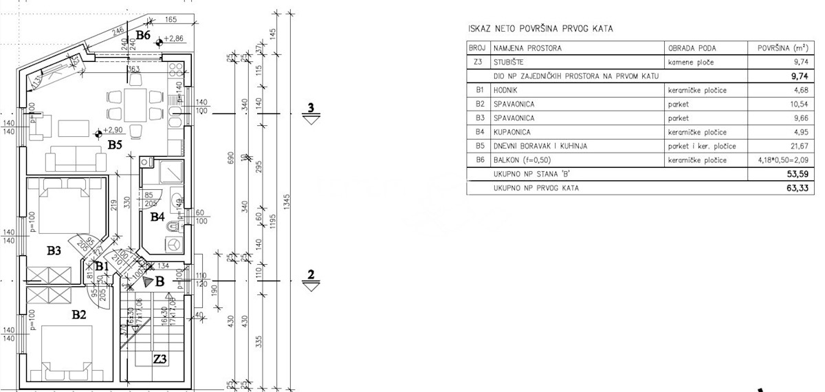 Istria, Pola, Šijana, appartamento 56,09m2, 2 camere da letto, 1° piano, parcheggio, NUOVO!! #vendita