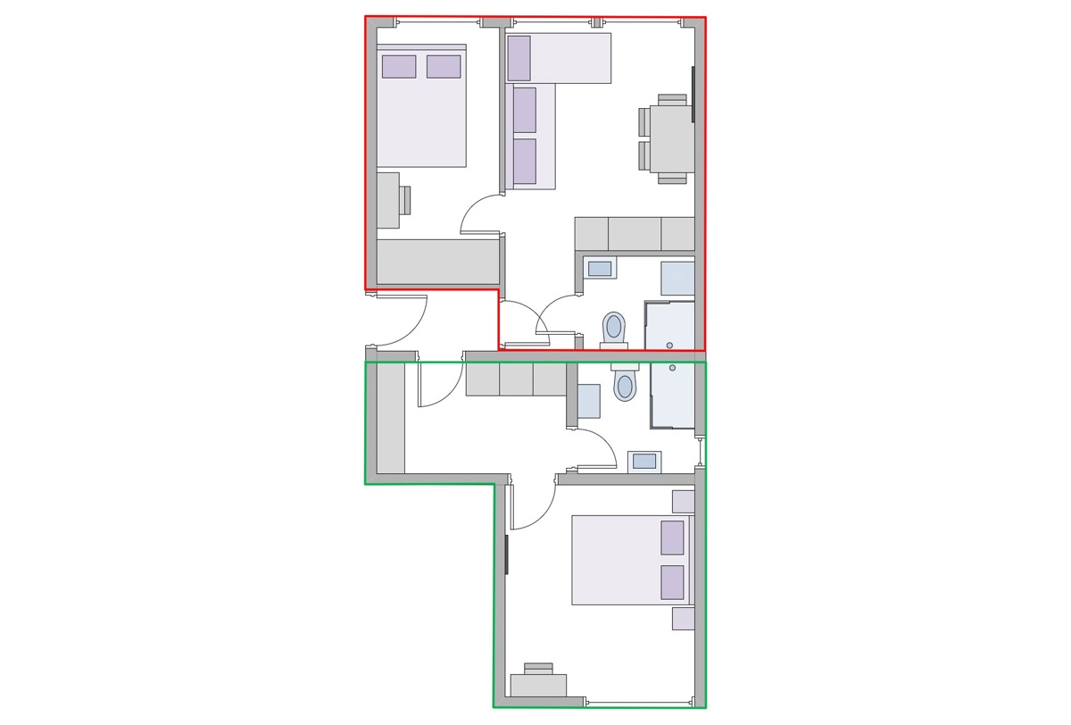 Istria, Pola, Veruda, due appartamenti 60,57 m2, 2 camera da letto + soggiorno, ottima posizione # vendita