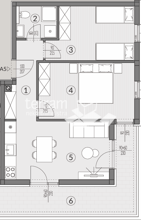 Istra, Pula, periferia, appartamento 64,19 m², 2 camere da letto + soggiorno con angolo cottura, piano terra, due posti auto, NUOVO!! #vendita