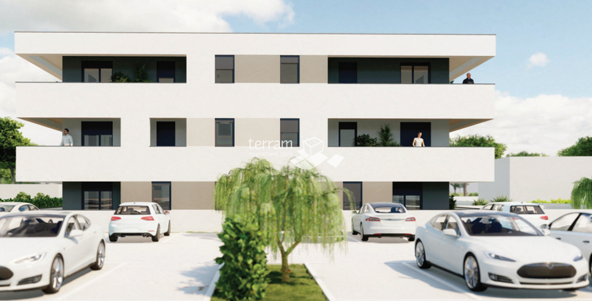 Istra, Pula, periferia, appartamento 64,19 m², 2 camere da letto + soggiorno con angolo cottura, piano terra, due posti auto, NUOVO!! #vendita
