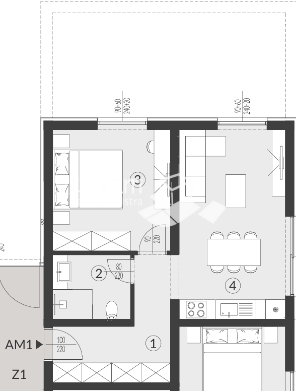 Istria, Medulin, Banjole, dintorni, appartamento con giardino, 62,33 m2, 1 camera da letto + soggiorno, parcheggio!! #vendita