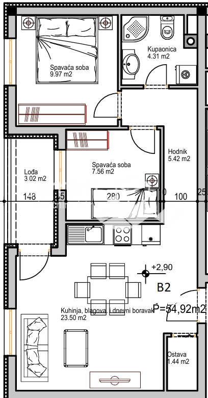 Istria, Pola, Centro, appartamento 54,25m2, nuova costruzione #in vendita