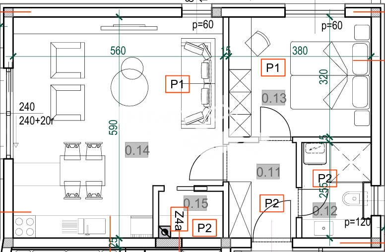 Istria, Pola, Štinjan, appartamento 66,23m2, piano terra, 1 camera da letto + soggiorno con angolo cottura, giardino 100m2, NUOVO, #vendita