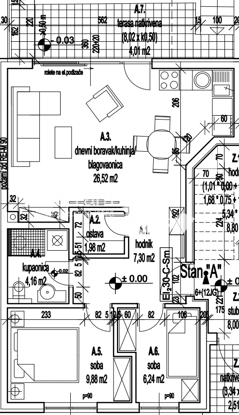 Istria, Valbandon, nuova costruzione 66,09 m2, 2 camere da letto + soggiorno, in vendita