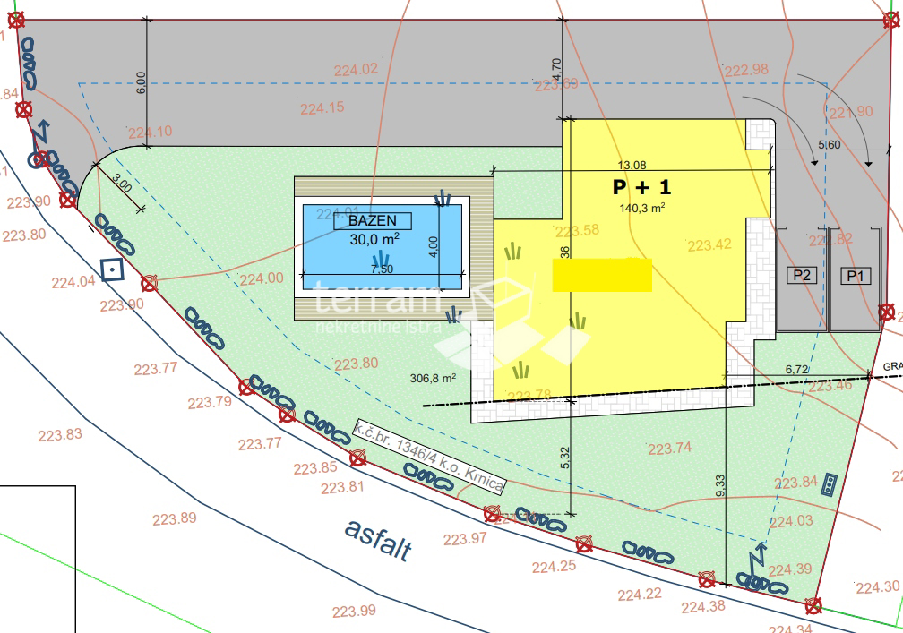 Istria, Svetvinčenat, Juršići, terreno edificabile 828m2, con permesso di costruzione valido #vendita