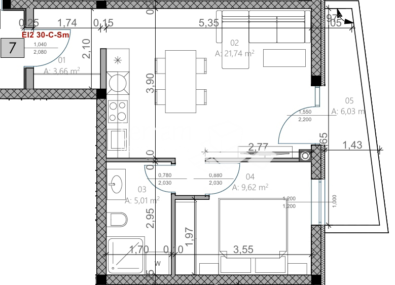 Istria, Pola, Monvidal, appartamento 52,04m2, 1SS+DB, NUOVO #vendita