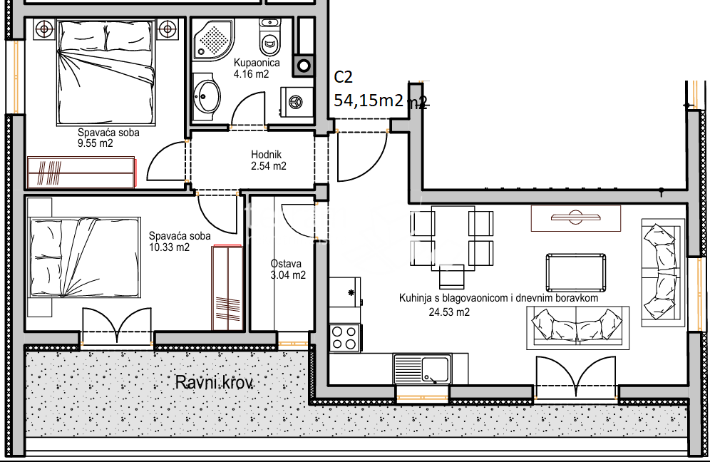 Istria, Pola, Centro, appartamento 54,25m2, nuova costruzione #in vendita