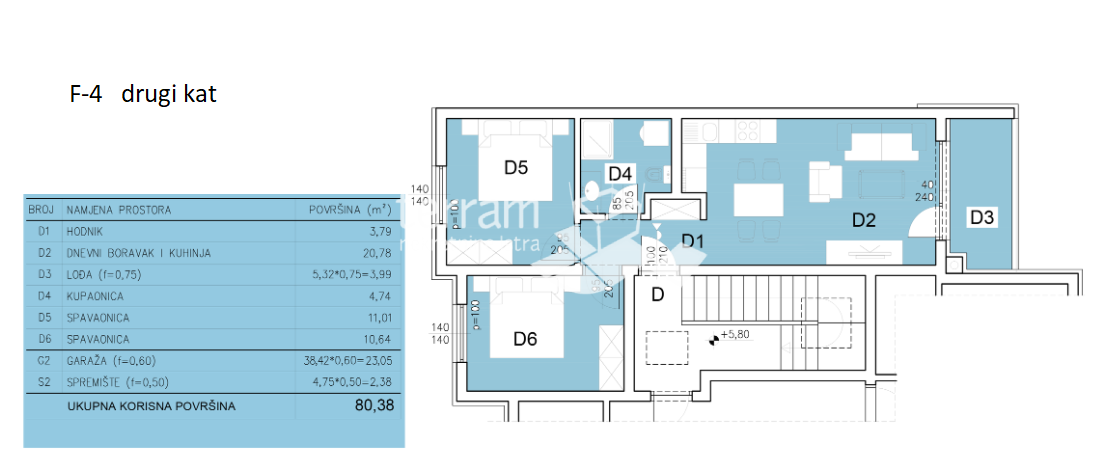 Istra, Pula, Šijana, appartamento 80,38 m2, 2 camere da letto + soggiorno, secondo piano, garage #vendita