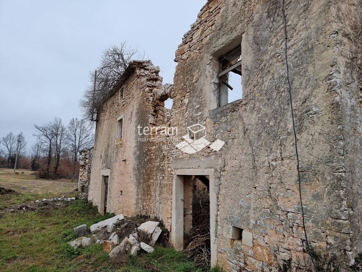 Istria, Žminj, casa istriana indipendente in pietra 160m2 su un grande terreno edificabile 3978m2 da ristrutturare in vendita