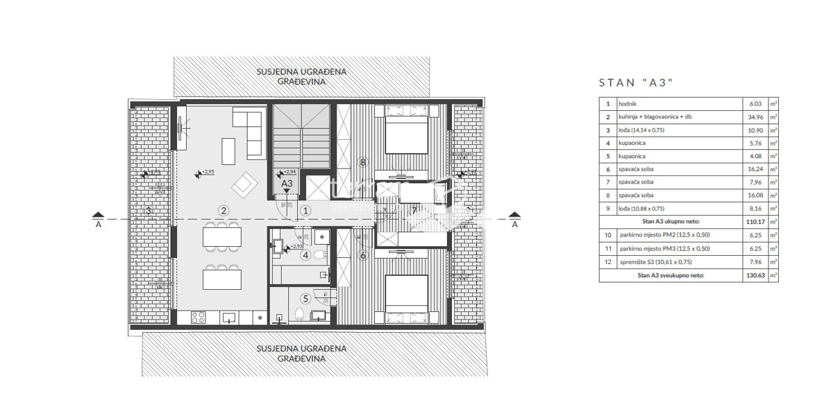 Istria, Medolino, Banjole, appartamento II. primo piano, 130,63 m2, 3 camere da letto + soggiorno, vicino al mare, NUOVO!! #vendita