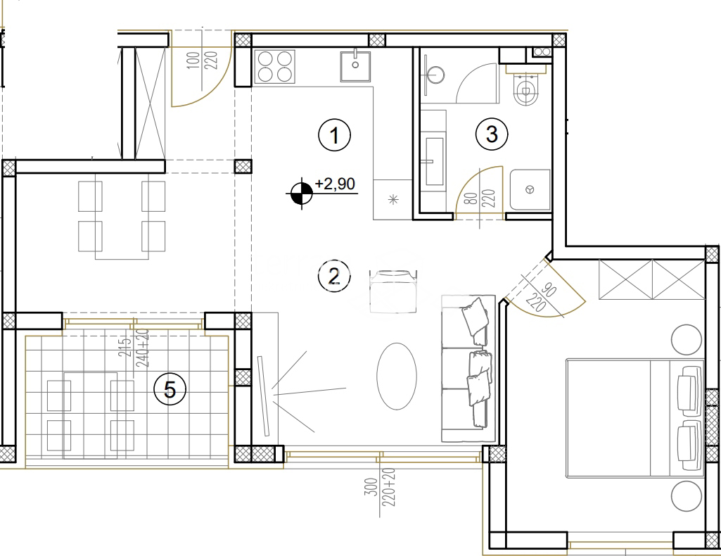 Istrien, Medulin, Wohnung im ersten Stock 59,16 m2, 1 Schlafzimmer + Wohnzimmer, nahe dem Meer, Garage, NEU!! #Verkauf