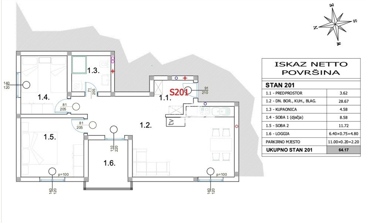Istra, Peroj, appartamento al secondo piano di un piccolo edificio residenziale, 64,13 m2, 2 camere da letto + soggiorno con angolo cottura, parcheggio, NUOVO!! #vendita