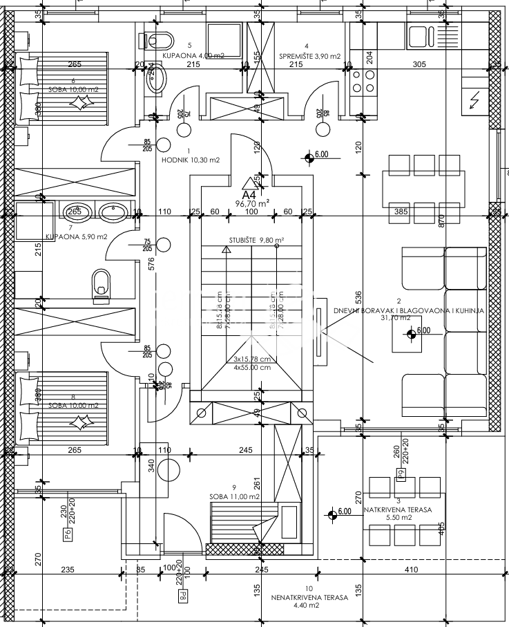 Istria, Pola, Busoler, appartamento 108,37m2, 3 camere da letto + soggiorno con zona pranzo, secondo piano, #in vendita