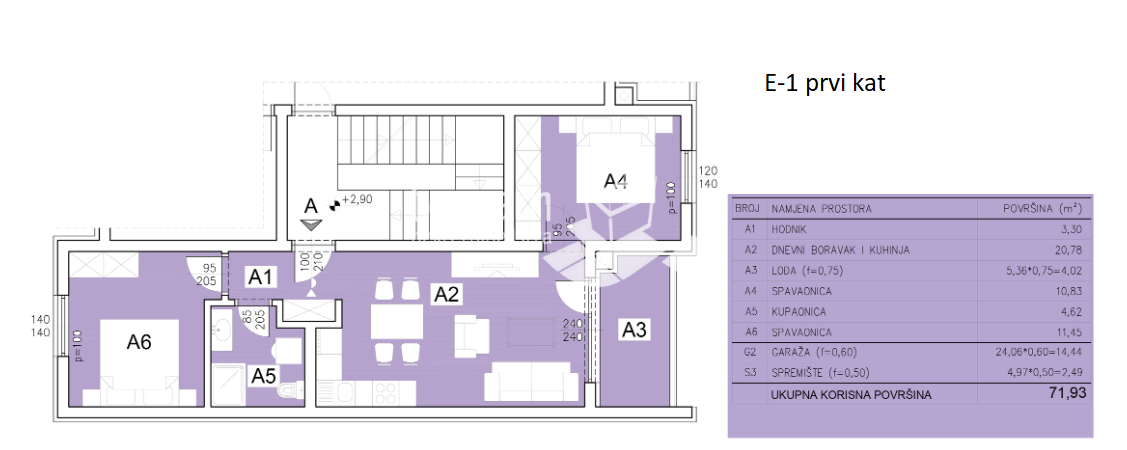 Istra, Pula, Šijana, appartamento 77,46 m2, 2 camere da letto + soggiorno, primo piano, 2 posti auto, #vendita