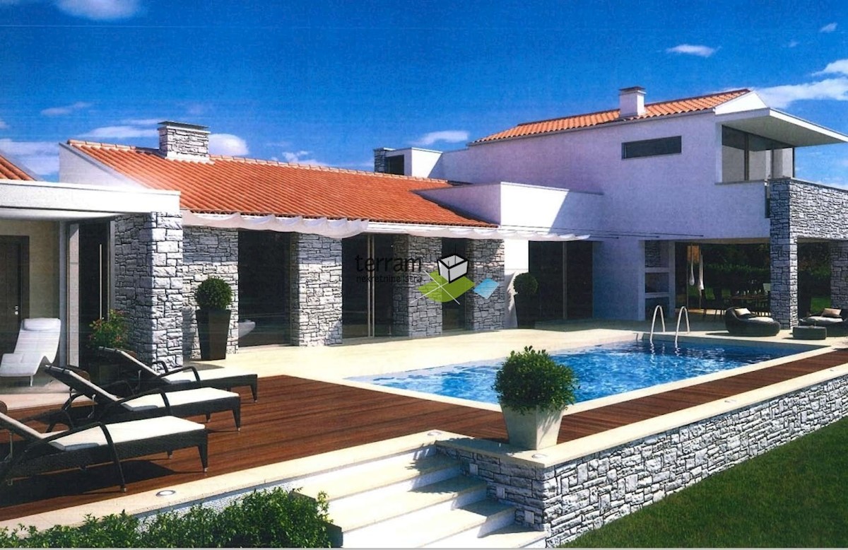 Istria, Tinjan, terreno edificabile 1490m2 con permesso di costruzione per una casa con piscina in vendita