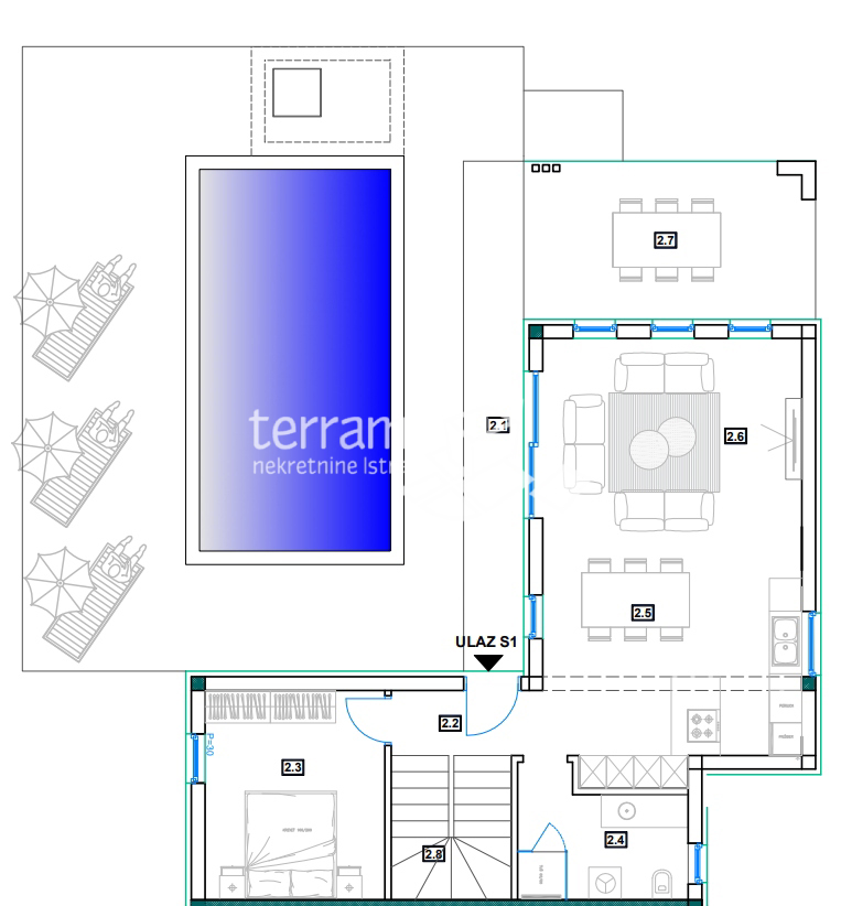 Istria, Lisignano, casa 127m2, con piscina e giardino 480m2, #vendita