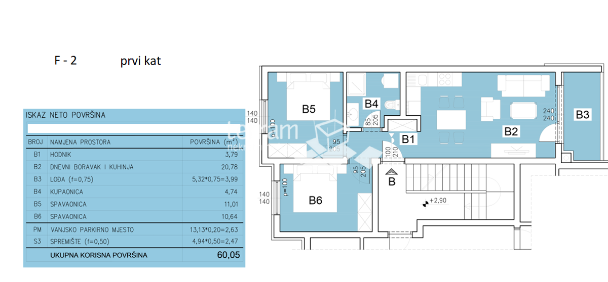 Istra, Pula, Šijana, appartamento 60,08 m2, 2 camere da letto + soggiorno, primo piano, #vendita