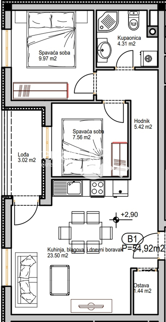 Istria, Pola, centro, appartamento 54,92 m2, primo piano, nuova costruzione  #vendita