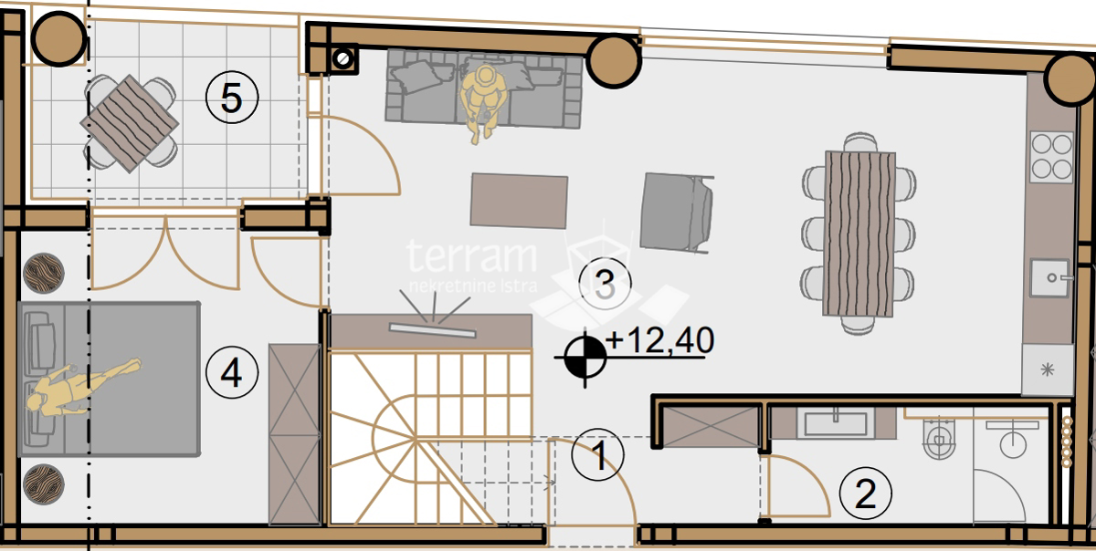 Istria, Pola, Centro, attico duplex 127,92 m2, quattro camere NUOVA COSTRUZIONE