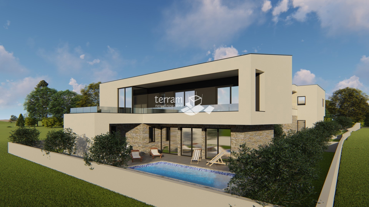 Istria, Marčana, casa 174,85m2 con piscina, vista mare, NUOVO!!, in vendita